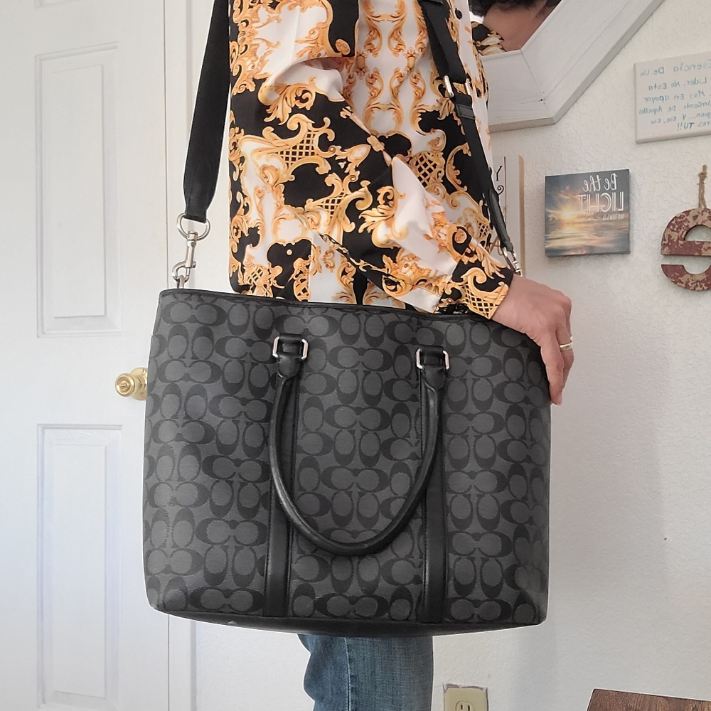 COACH black monogram Briefcase computer bag travel